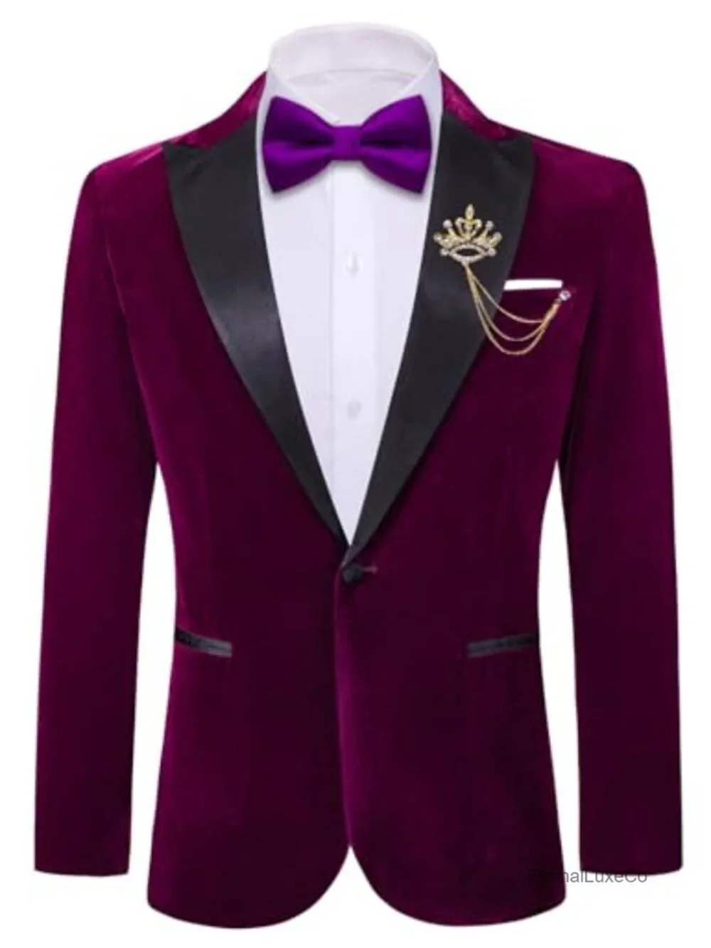 Velvet Blazer for Men | Black Satin Peak Lapel Tuxedo Suit Jacket | One Button